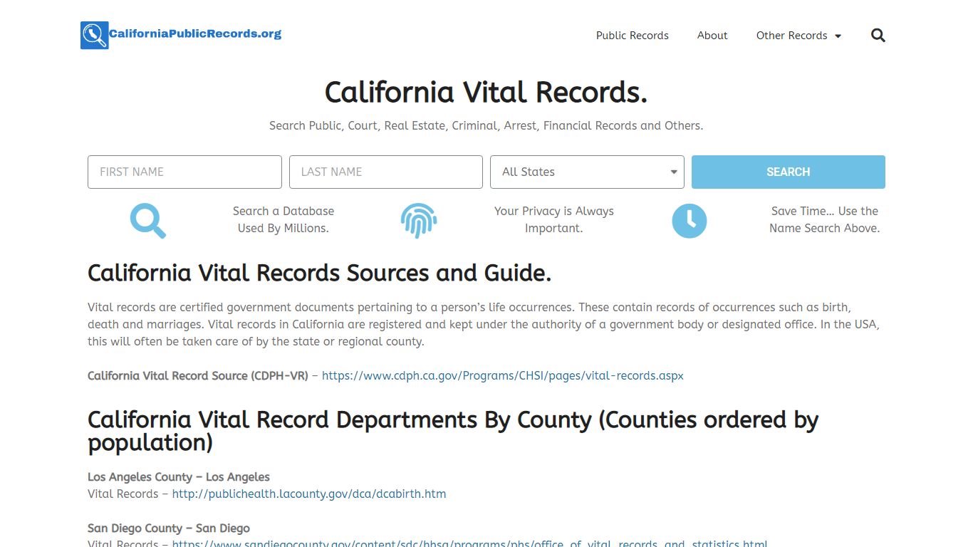 California Vital Records: CaliforniaPublicRecords.org